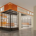 Shopping Mall Bakery Store With Display Shelves And Counter For Pastry Products