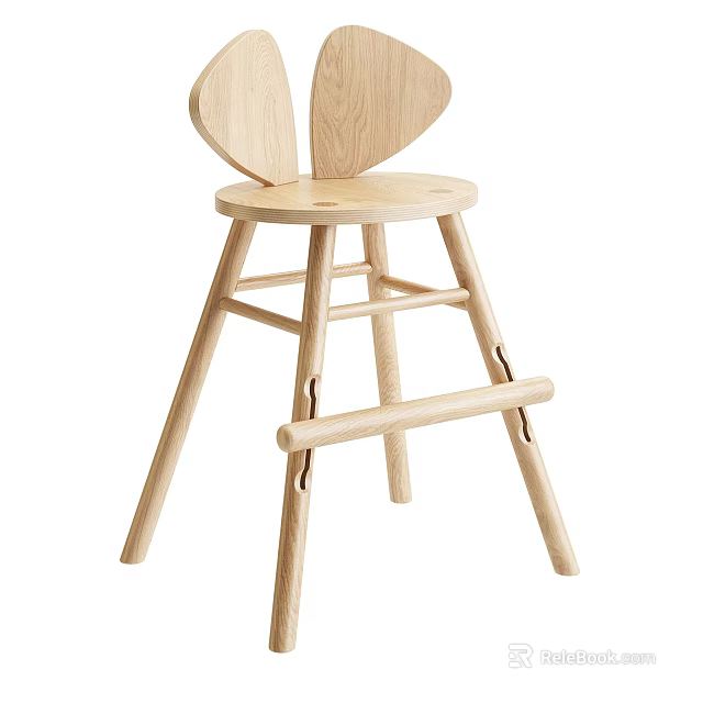 Light Oak Wooden Single Chair With Butterfly Shaped Backrest And Crossed Legs Structure 3d model 