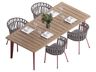 Outdoor table and chair combination 3d model