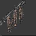 Colorful Patterned Ties Hanging On Plastic Clothes Hangers Over Blue Background Clothesline
