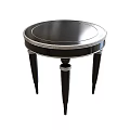 Elegant Black Round Stool With Silver Trim And Three Curved Legs Design 3d model