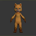 Fluffy Orange Cartoon Cat Character Standing Creature With Blue Eyes Furry Design