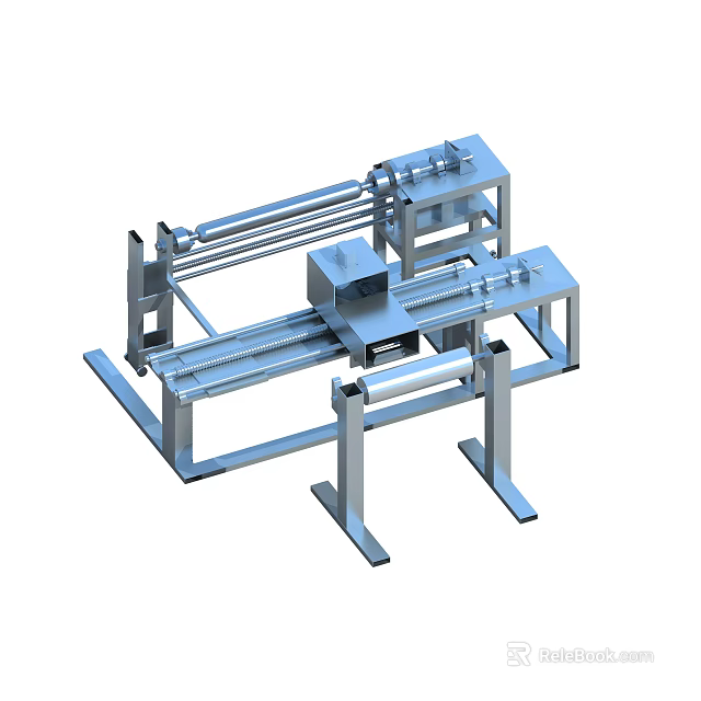Industrial Equipment With Metal Frame Conveyor System And Mechanical Rollers 3d model 