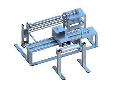 Industrial Equipment With Metal Frame Conveyor System And Mechanical Rollers 3d model