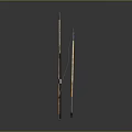 Medieval Weapons Shield With Red Accents And Long Handled Sickle 3D Model