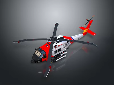 Red And White Aerospace Helicopter Supporting Space Mission Operations 3d model