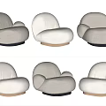 Modern Single Sofa With Round Design Plush Cushion And Wooden Base In Neutral Tones