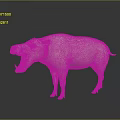 Pink Hippopotamus Model With Open Mouth And Teeth Standing On Black Surface Gray Background