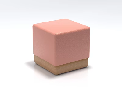 Pink Square Single Chair With Wooden Base And Smooth Leather Upholstery 3d model