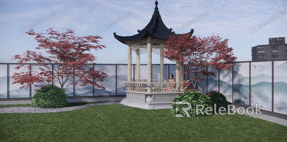 Chinese-style pavilion model