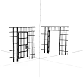 Two Black Metal Gates With Grid Structure And Locking Mechanism