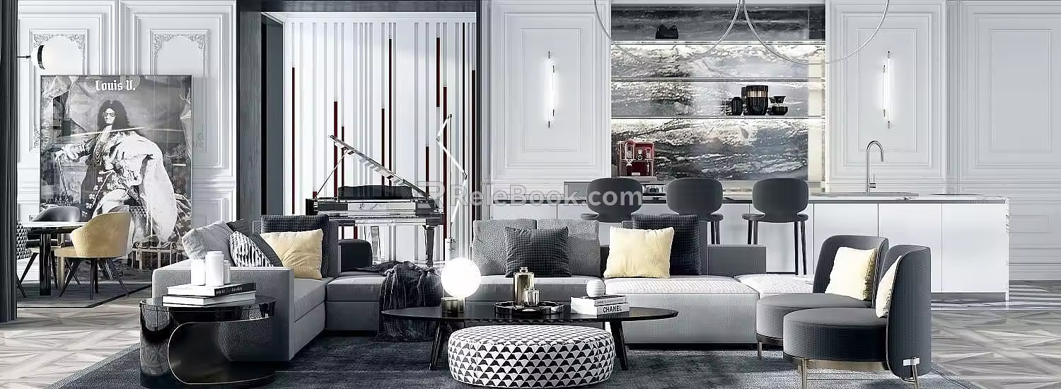 Modern sofa coffee table combination 3d model