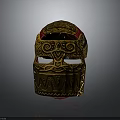 Ancient Warrior Character With Dragon Adorned Golden Helmet And Intricate Patterns 3d model