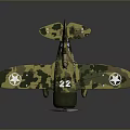 Vintage Military Airplane Model With Camouflage Paint Shark Mouth And Star Insignia