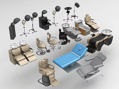 Comfortable Modern Massage Chair Designs with Reclining Features and Spa Equipment 3d model