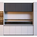 Modern Kitchen Interior With White Lower Cabinets Dark Upper Units And Oven