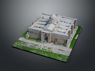 Scenic Outdoor Landscape Featuring Historic Dome Architecture Grass And Stone Path 3d model