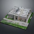 Scenic Outdoor Landscape Featuring Historic Dome Architecture Grass And Stone Path