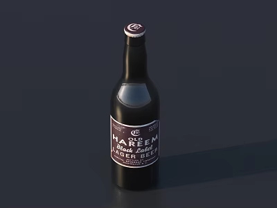 Harefield Amber Ale Beer Bottle On Dark Background With Clear Label Design 3d model Harefield Amber Ale Beer Bottle On Dark Background With Clear Label Design 3d model