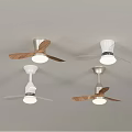 Modern Ceiling Fans With Silver White Bases Wooden Transparent Blades And Lights