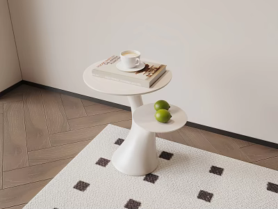 Modern Two Tiered Coffee Table With Coffee Cup Books Limes On Wooden Floor Rug 3d model