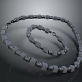 Black Decorative Chain With Square Links And Round Beads For Daily Use 3d model