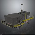 Advanced Space Ground Control Facility With Antenna Ladder And Yellow Railings