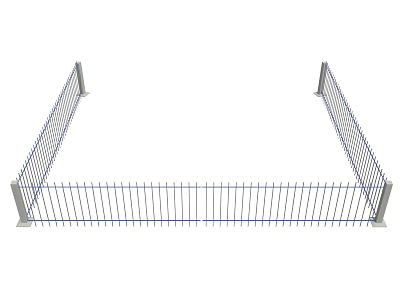 Sturdy Outdoor Metal Fence With Vertical Bars And Concrete Base For Security 3d model
