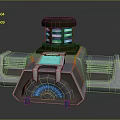 Sci Fi Tech Device With Blue Illuminated Panels Cylindrical Top And Ventilated Base 3d model