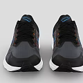 Black And Gray Running Shoes With Blue Orange Stripes And White Sole