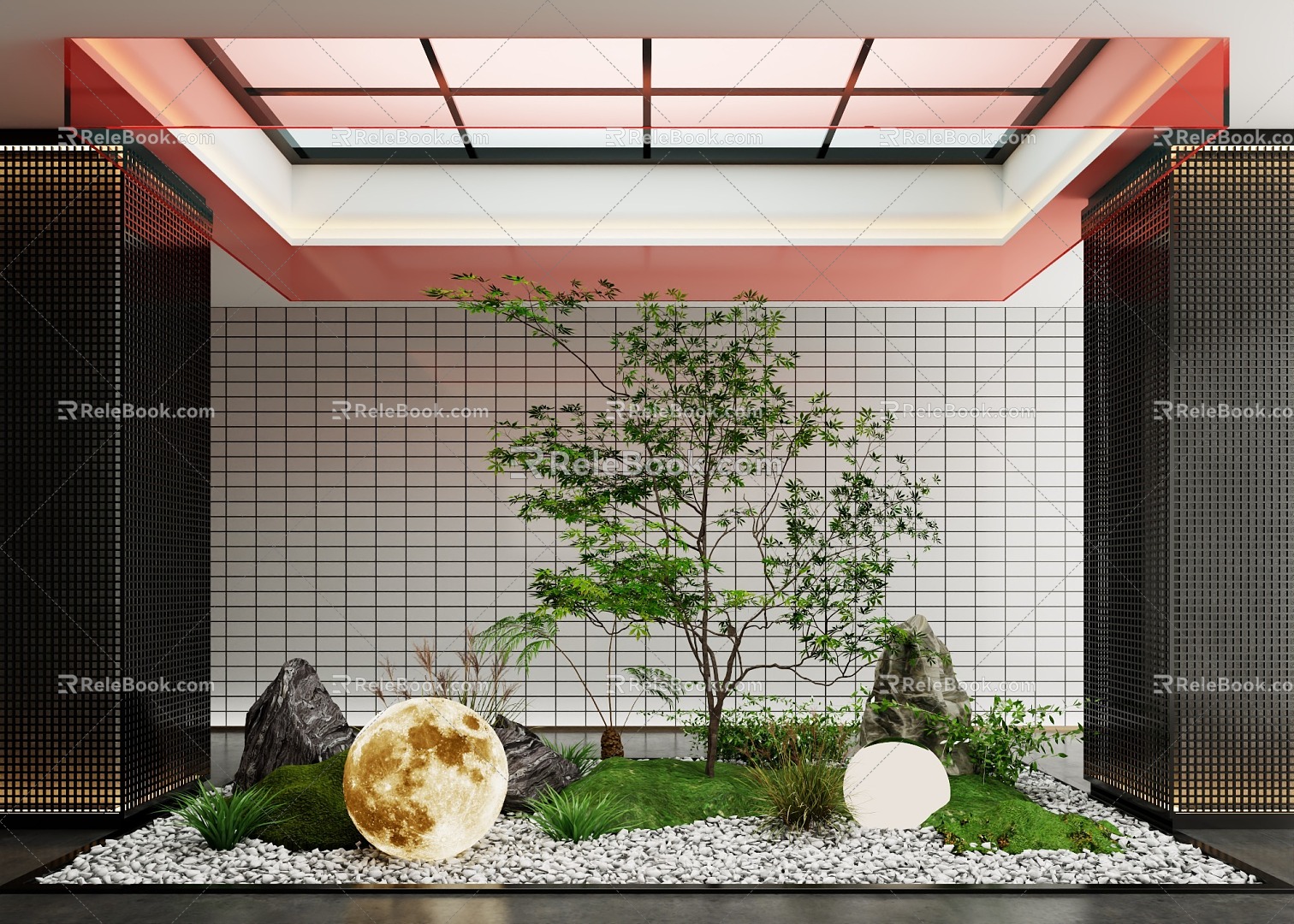 Indoor Landscape Landscaping Stone Bryophytes 3d model