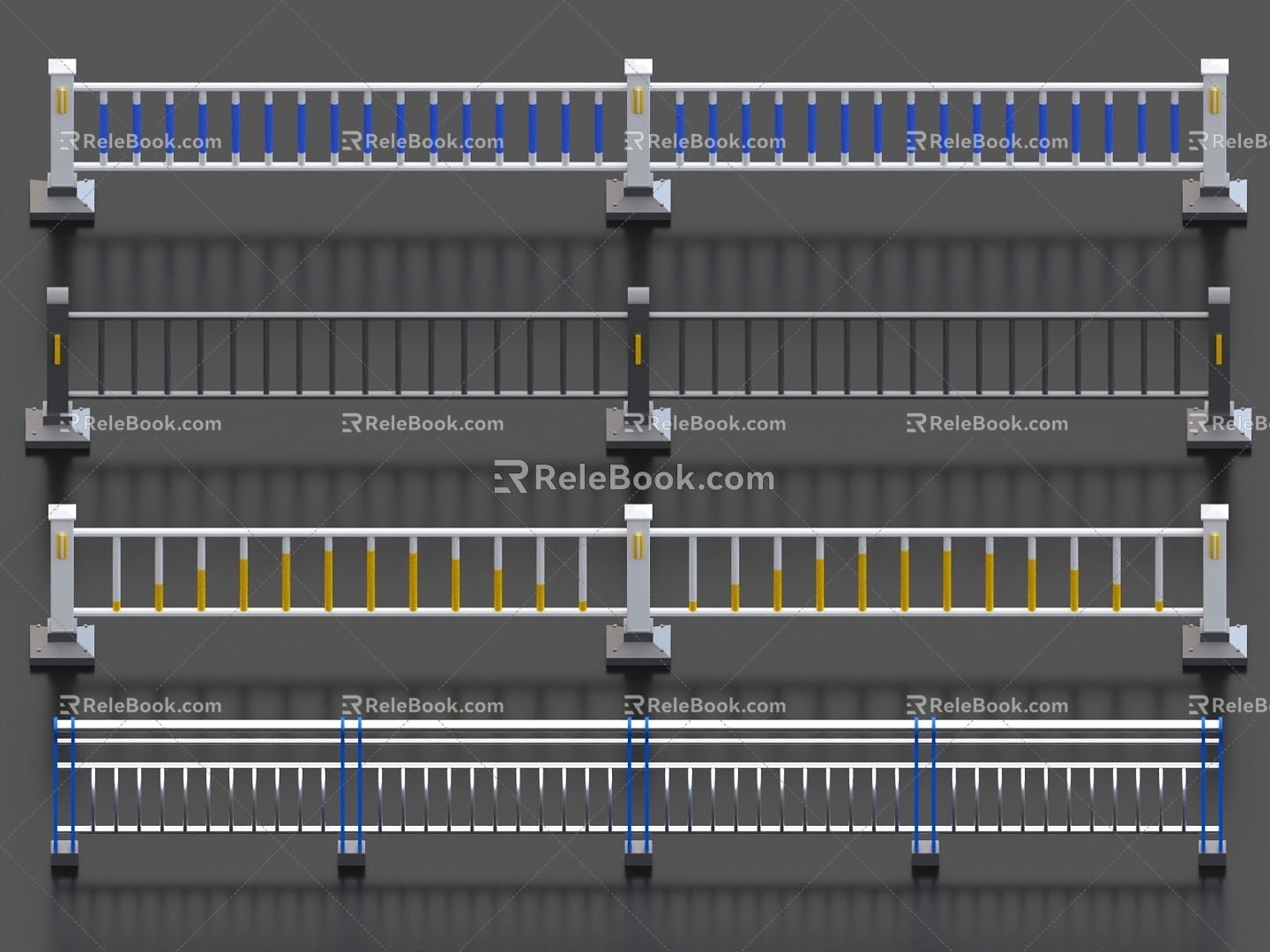 Road railing fence guardrail handrail fence fence fence fence wooden railing road guardrail 3d model