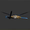 Golden Armored Character With Blue Glowing Wings Holding Long Sword And Spear