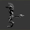 Metallic Wolf Like Creature Character Muscular Body Arms Outstretched Standing Pose