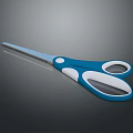 Blue And White Handle Scissors With Sharp Metal Blade And Comfortable Grip 3d model