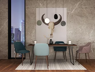 Modern Dining Table and Chair Combination 3d model