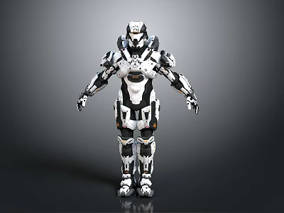 Futuristic Mech Warrior Character With White Black Armor And Advanced Tech Design 3d model