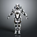 Futuristic Mech Warrior Character With White Black Armor And Advanced Tech Design
