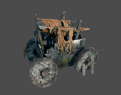 Chinese wooden car 3d model