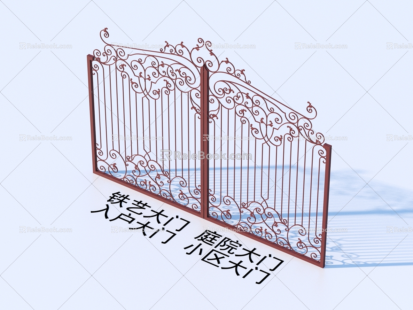 Wrought Iron Gate Courtyard Gate Entrance Gate Community Gate 3d model