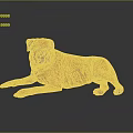 Relaxed Orange Dog Lying on Smooth Black Surface with Gray Background 3d model