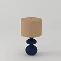Navy Blue Table Lamp with Three Spherical Base and Beige Fabric Shade 3d model