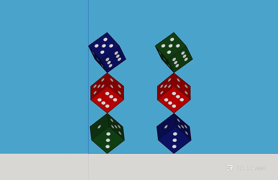 Stacked Colorful Dice Pendant With Blue Red Green Cubes For Decoration 3d model 
