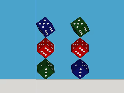 Stacked Colorful Dice Pendant With Blue Red Green Cubes For Decoration 3d model