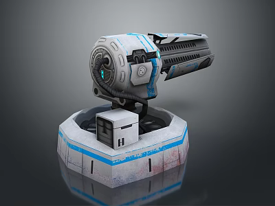 Futuristic Weapon With Mechanical Design Blue Stripes And Tech Inspired Base 3d model