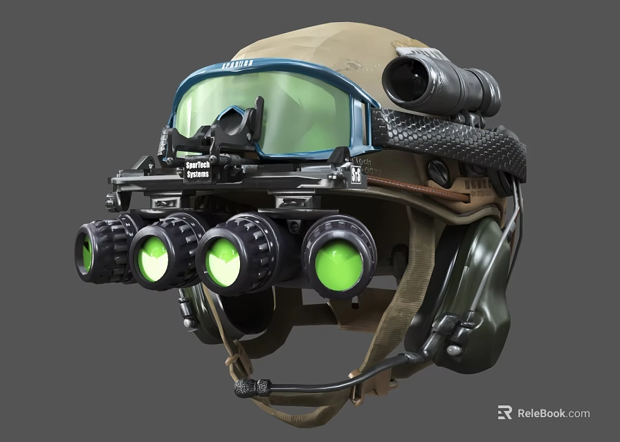 Tactical Military Clothing With Helmet Night Vision Goggles And Gear 3d model 