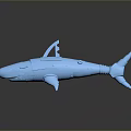 Blue Mechanical Shark Aquatic Animal With Metallic Shiny Surface And Reflective Body On Dark Background