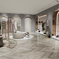Modern Clothing Store Interior With Hanging Garments Cozy Armchair And Stylish Displays