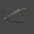 Antique Crossbow Weapon With Wooden Grip Metal Frame And Bowstring Design Structure 3d model
