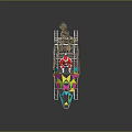 Colorful Geometric Transparent Structure With Multicolored Triangles Metal Frame And Reflective Base